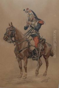 Army Officer On Horseback by Karl Frederik Hansen-Reistrup