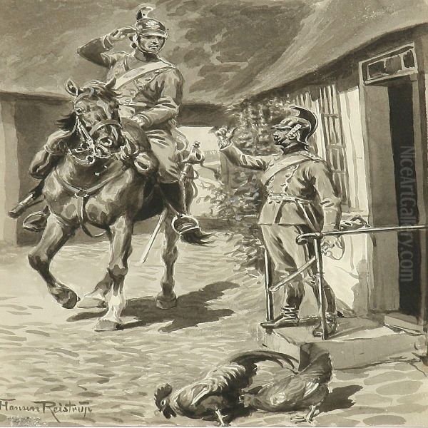 Saluting Dragoons,sledge Driving In Snow Weather And Feeding The Cattle - view 1