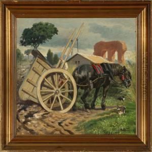 A Farmer Withhis Carriage, Southern Europe by Karl Frederik Hansen-Reistrup