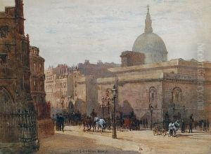 Street In London With St.paul's Beyond by J.T Hansom
