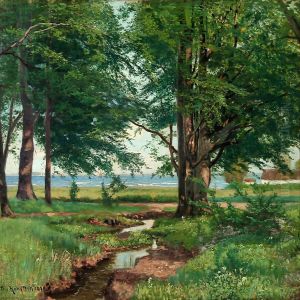 Forest Scene With A View To The Sea by Niels Hansteen