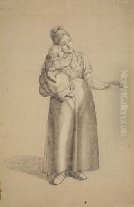 Mutter Mit Kind Mitkniender Figur by Johann-Gottlieb Hantzsch