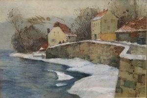 River Village Landscape In Winter by Aleksei Vasilievich Hanzen