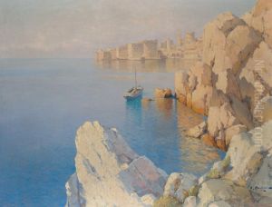 View Of A Harbour, Dubrovnik by Aleksei Vasilievich Hanzen