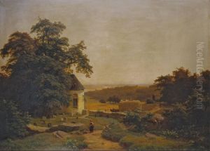 Rheinlandschaft Mit Bauern Bei Der Heuernte by Peter Heinrich Happel