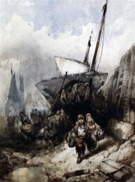 Fisherfolk On The Shore - view 1