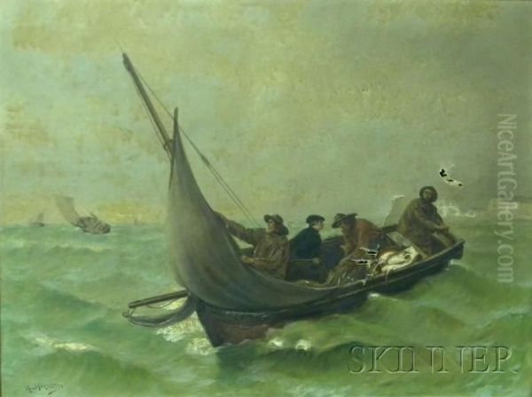 Fishermanin A Dory Off The White Cliffs - view 1