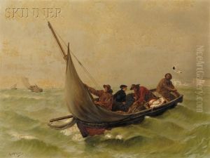 Fisherman In A Dory Off The White Cliffs