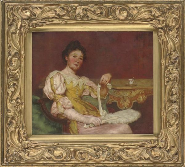 An Elegant Lady Seated In An Interior - view 1