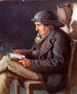 Interior Scene With Gent Reading by Charles Martin Hardie