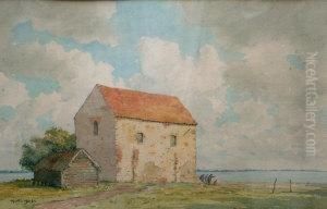 Anold Barn With Figures By A Shore