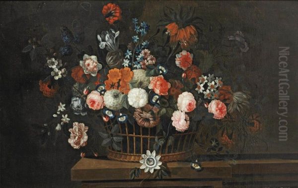 A Wicker Basket With Roses - view 1