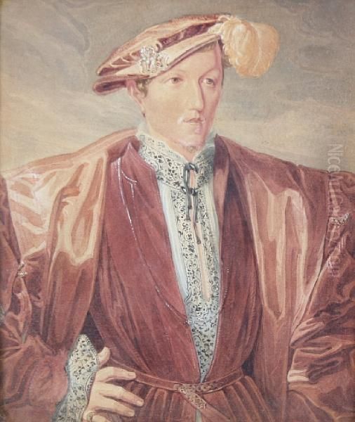 Edward Vi, Half Length, In Red Robes With Awhite Shirt - view 1