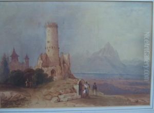 Figures In An Eastern Landscape by James Duffield Harding