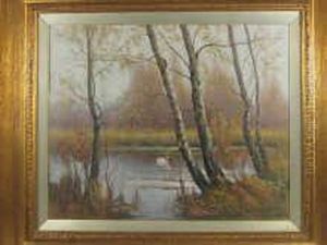 A Swan On A Lake by Arthur Harding Norwood