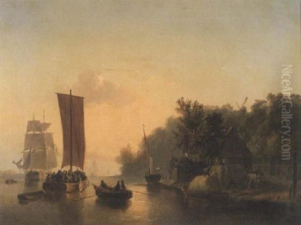 A Busy River At Sunset - view 1