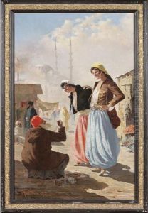 Constantinople, Femmes Turques Marchandant Un Collier by D.T. Hardouin