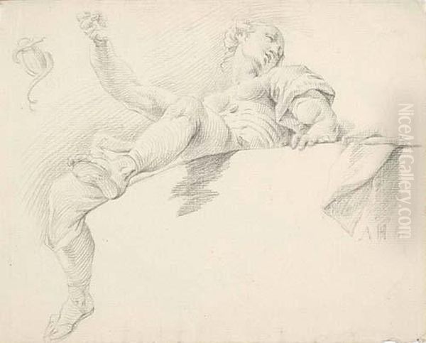Sapienta, A Female Figure Seated On A Balustrade Seen Frombelow - view 1