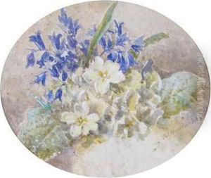 Still Life Of Primroses And Hyacinths by John Jessop Hardwick