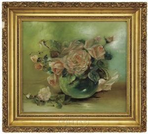 Stilllife With Pink Roses by Anna Eliza Hardy