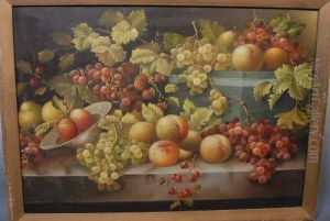 Still Life, Ripe Fruit On A Ledge by Anna Eliza Hardy