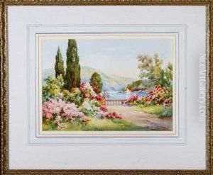 A Lakeside Garden In Summer by Cyril Hardy