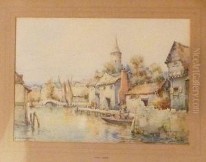 Continental Town Riverscape by Cyril Hardy
