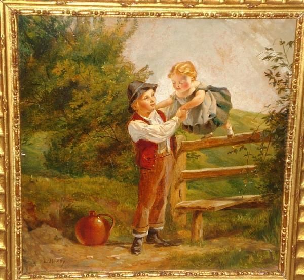 Children Crossing A Stile - view 1