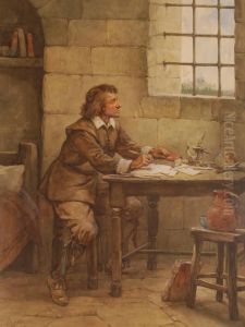 John Bunyan In His Prison Cell Writing Pilgrims Progress