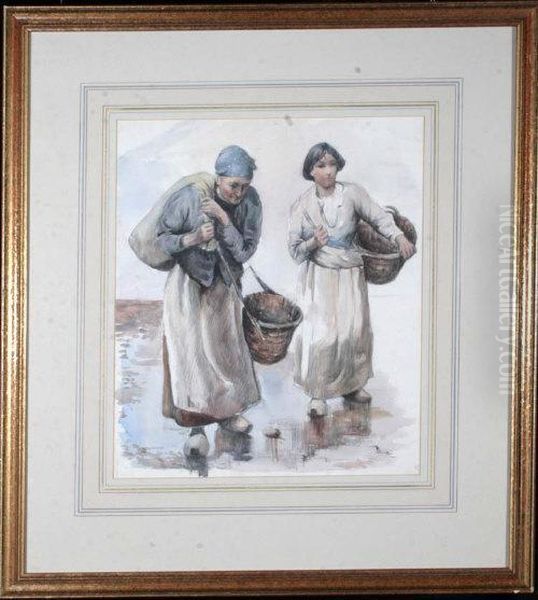 Two Dutch Fisherwomen On A Beach - view 1