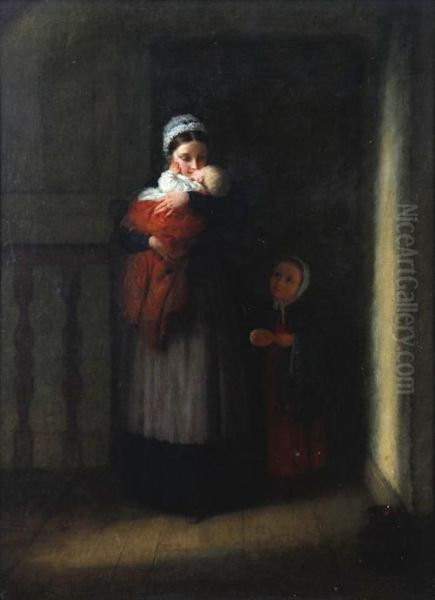 Mother With Two Children by Frederick Daniel Hardy