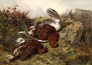 Still Life Of Grouse On A Bank by James Jnr Hardy
