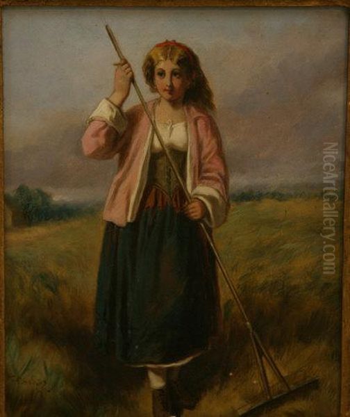 Girl With Rake - view 1