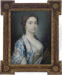 Portrait Of A Lady, Half Length, Wearing An Ornate Jacket And Pearls by William Hare
