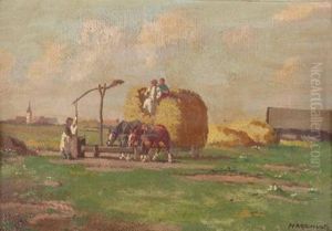 Pferde Mit Heuwagen Ander Tranke