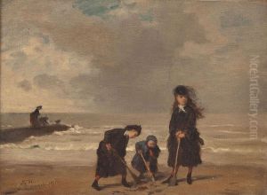 Strandvergnugen In Ostende by Ernest Hareux