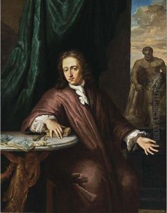A Portrait Of A Young Goldsmith, Seated Three-quarter Length, Wearing A Brown Overcoat With A White Chemise, With Goldsmith's Attributes On The Table On The Left And An Antique Statue Of The 'hercules Farnese' In The Background