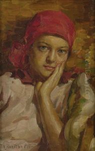 Portrait Of A Girl In A Red Scarf