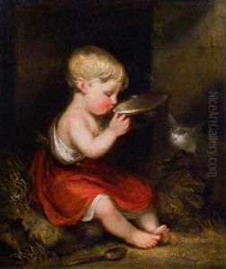 Kinderportrat Mit Katze by George Henry Harlow