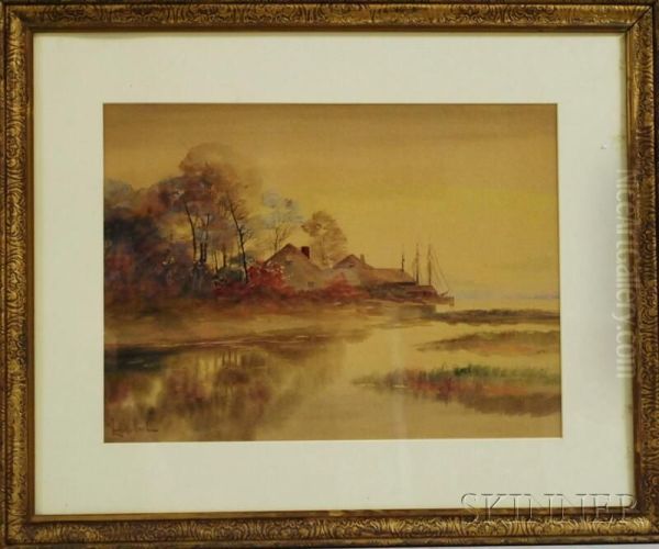 Coastal View With Houses And Three-masted Ship - view 1