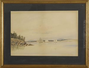 Schooner Race In The Bartlett Narrows, Mt. Desert Maine by Louis Kinney Harlow