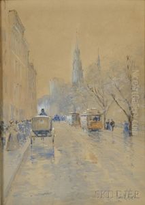 Boston Street Scene, Boylston Street Towardarlington Street Church by Louis Kinney Harlow