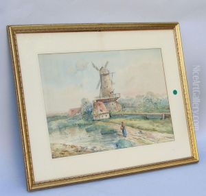 Landscape With A Woman Walking Toward A Windmill Landscape With A Woman Walking Toward A Windmill
