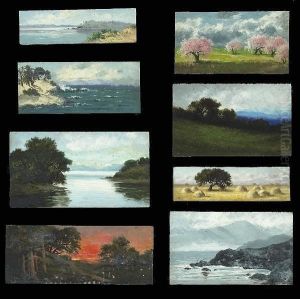 A Set Of Eight Seascapes And Landscapes; A Pair Of Landscapes- Sand Dunes, Summer Hills (10) by Annie Lyle Harmon