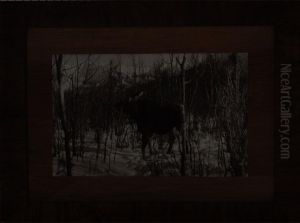 Moose In Snow by Byron Harmon