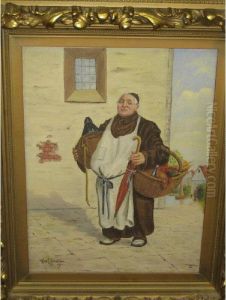Monk With Basket And Wine