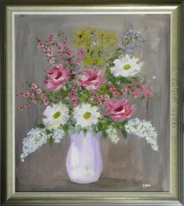 Stilleben Mit Blumenstraus Inweis-violetter Vase by Hugo Paul Harrer