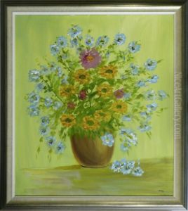 Stilleben Mit Sommerblumen Inbrauner Vase by Hugo Paul Harrer