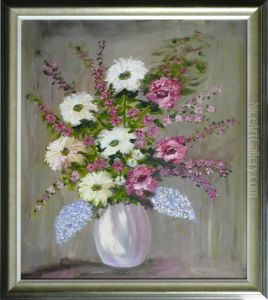 Blumenstilleben Inbeige-violetter Vase by Hugo Paul Harrer