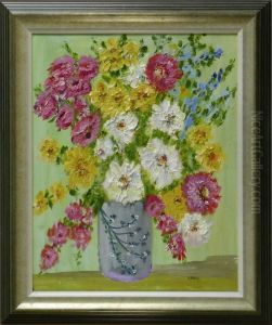 Blumenstilleben Ingrau-violetter Vase by Hugo Paul Harrer